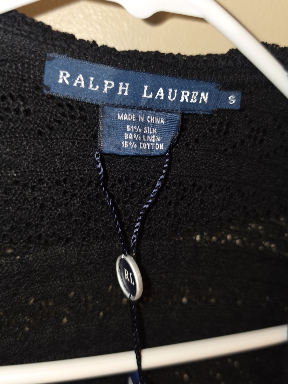 Ralph Lauren Black Ruffle-Trim Open Cardigan Small - Picture 4 of 11